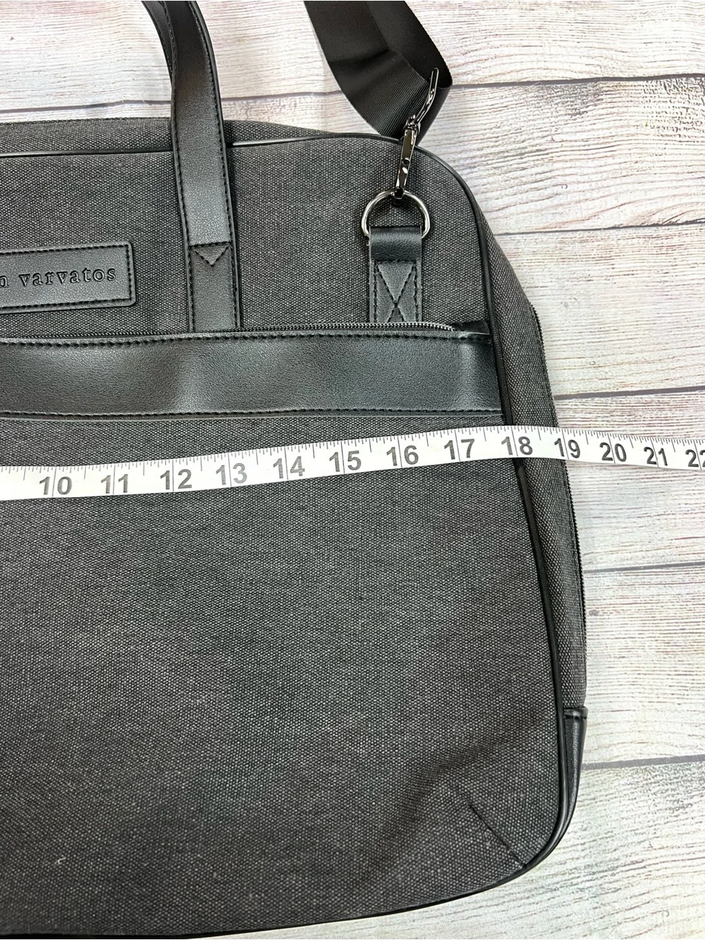 John Varvatos Gray Laptop Briefcase Tote Bag Business Work Travel Messenger Mens